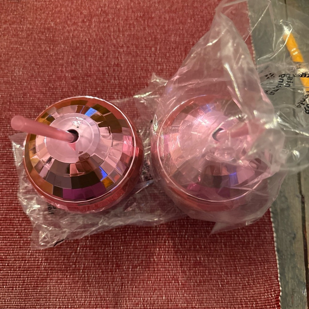 2 Pink Disco Ball Tumblers